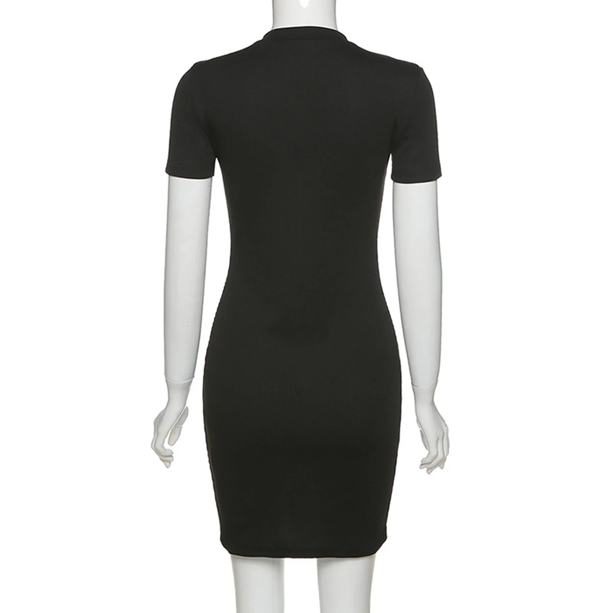 

Summer Dress 2020 Fall Women Sexy Casual Knit Sheath Mini Dresses Ladies Solid V Neck Chest Button Short Sleeve Bodycon Dress