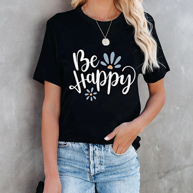 

Женская футболка с круглым вырезом, коротким рукавом, буквенным цветочным принтом в виде губ, модель Sj7591V на лето, 2021