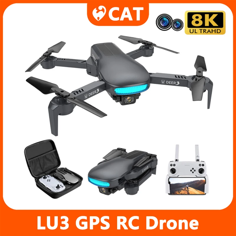 

LU3 Gps Drone 6K/8K Hd Dual Camera Profesional Helicopter Fpv Dron Foldable Rc Quadcopter 5G Wifi Brushless Motor Drones New