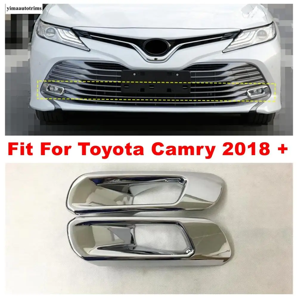 

Front Fog Lights Lamps Frame Decoration Cover Trim Fit For Toyota Camry XV70 2018 2019 2020 2021 ABS Chrome Exterior Refit Kit
