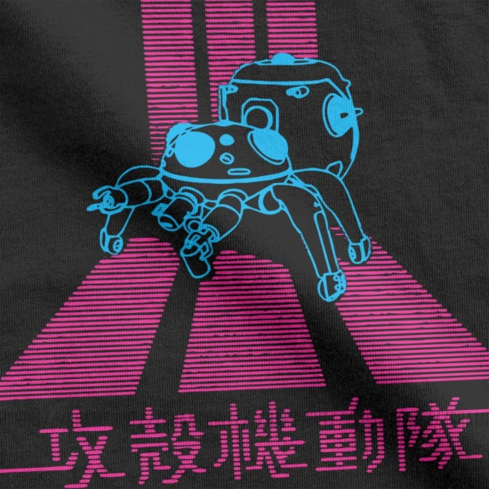 Футболка Tachikoma мужская с винтажным призраком в Ракушке хлопковая тенниска