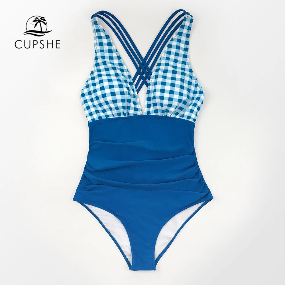 CUPSHE однотонный купальник с треугольным вырезом и синим женский сексуальный