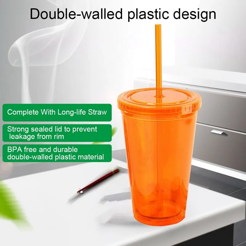 1 шт. многоразовая чашка с соломенной двойной стенкой для холодных напитков