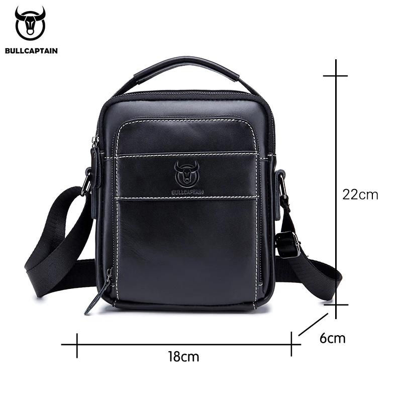 BULLCAPTAIN men's first layer leather shoulder bag leather messenger bag casual retro soft leather multi-function shoulder bag