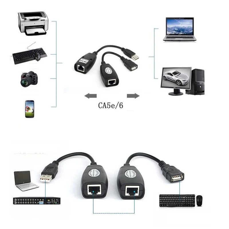 1 пара Сетевой удлинитель USB 2 0 со штекером на гнездо Cat6 Cat5 Cat5e 6 Rj45 LAN Ethernet|Кабели VGA|