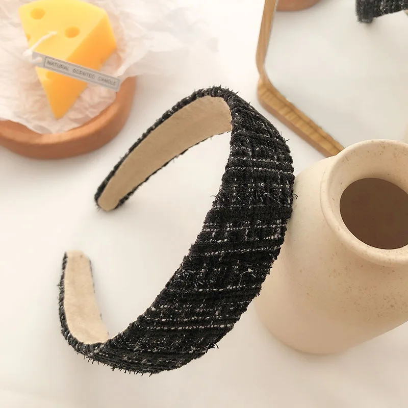 

Sweet Rhombus Plaid Hairbands Fashion Tweed Fabric Headband Makeup Hair Bands Hoop Accessories For Women Girls Washing Headwear