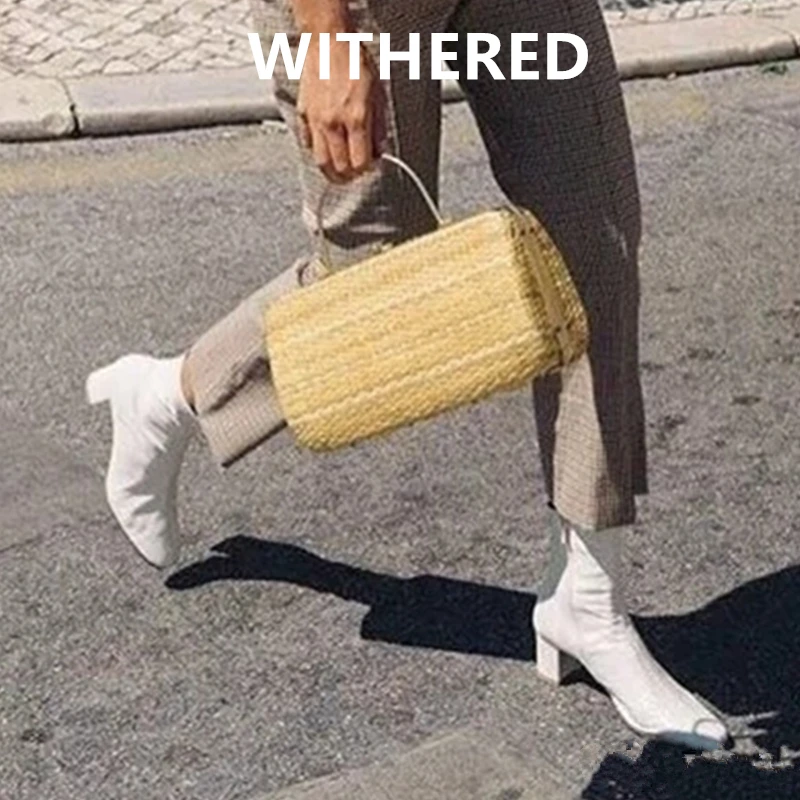 

Женские ботинки в стиле ретро Maxdutti, модные облегающие однотонные короткие ботильоны из натуральной кожи на мягком каблуке, женская обувь, ж...