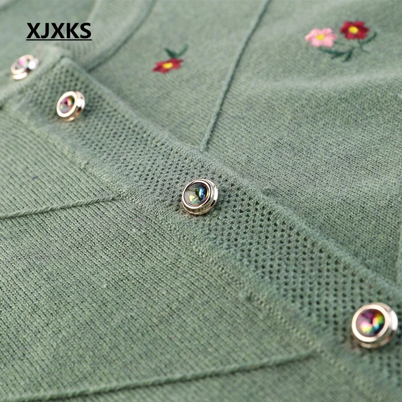 XJXKS/Новинка 2019 свитер большого размера элегантный однобортный шерстяной