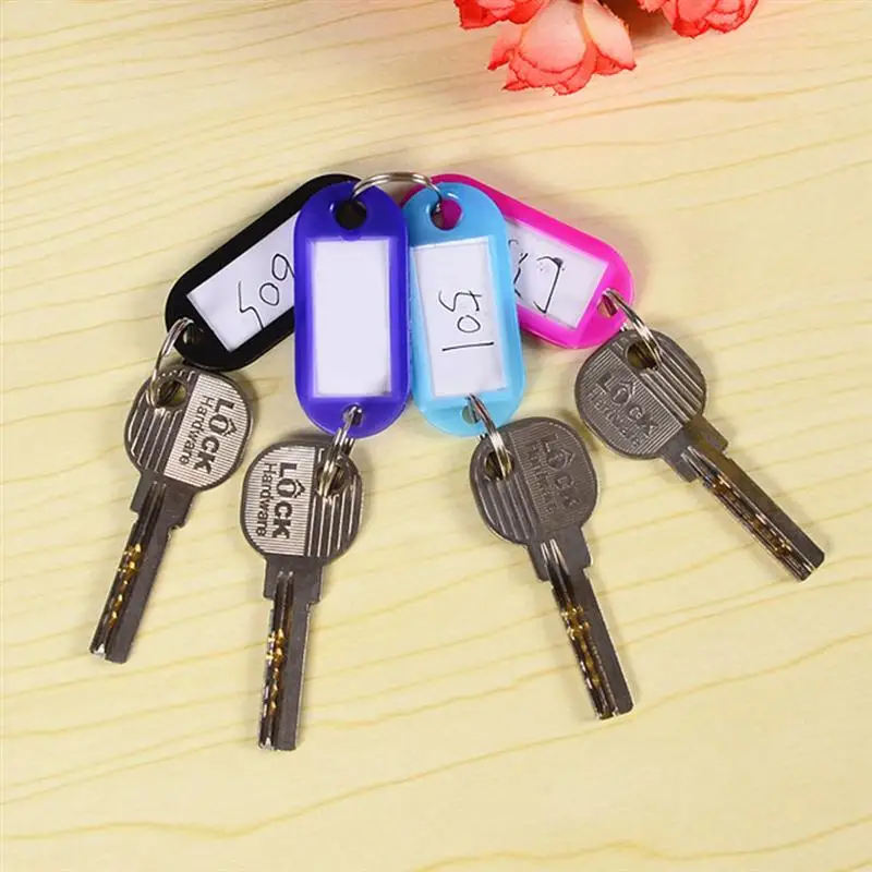 

Multi-color Keychain Key ID Label Tags Luggage ID Tags Hotel Number Classification Card with Key Rings Keychain (Random Color)