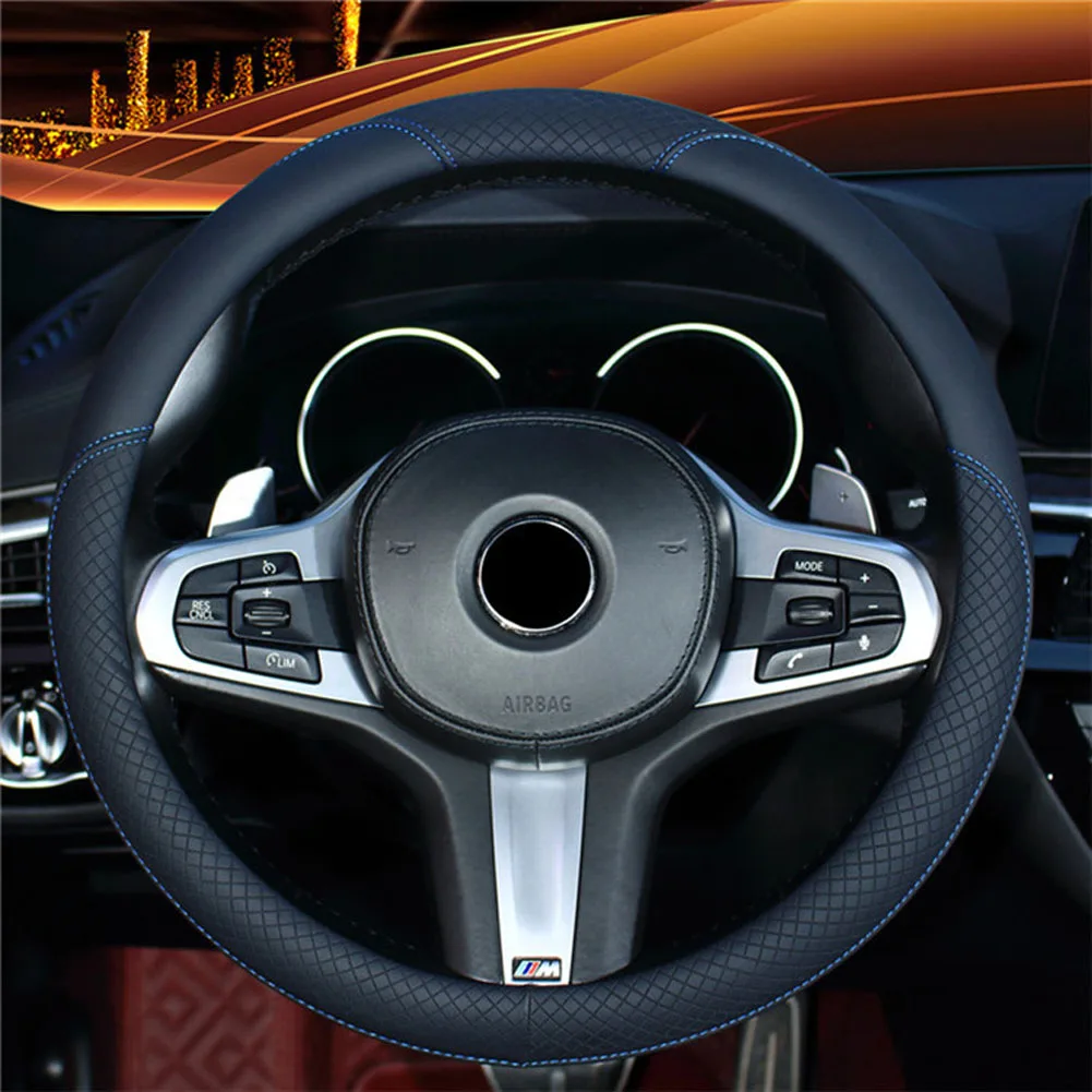 

Car SUV Universal Steering Wheel Cover Black Protector Fit For 37-38cm