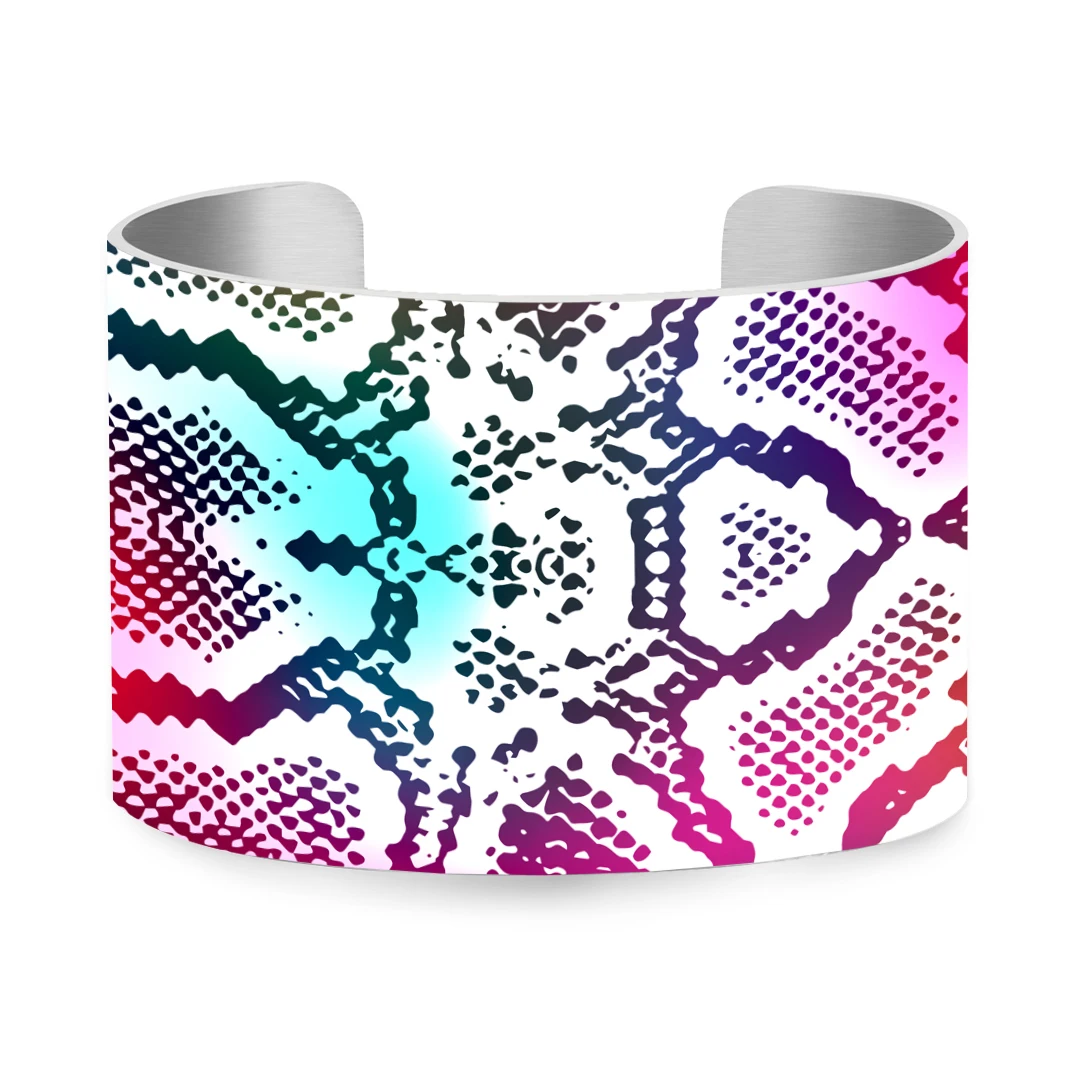 Модный УФ браслет с принтом змеиной кожи Браслет манжета 5 см алюминиевый