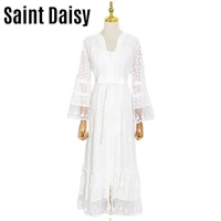 saintdaisy bridesmaid long dress woman floor length 330602 white lantern sleeve hollow out african lace in clothing vintage midi