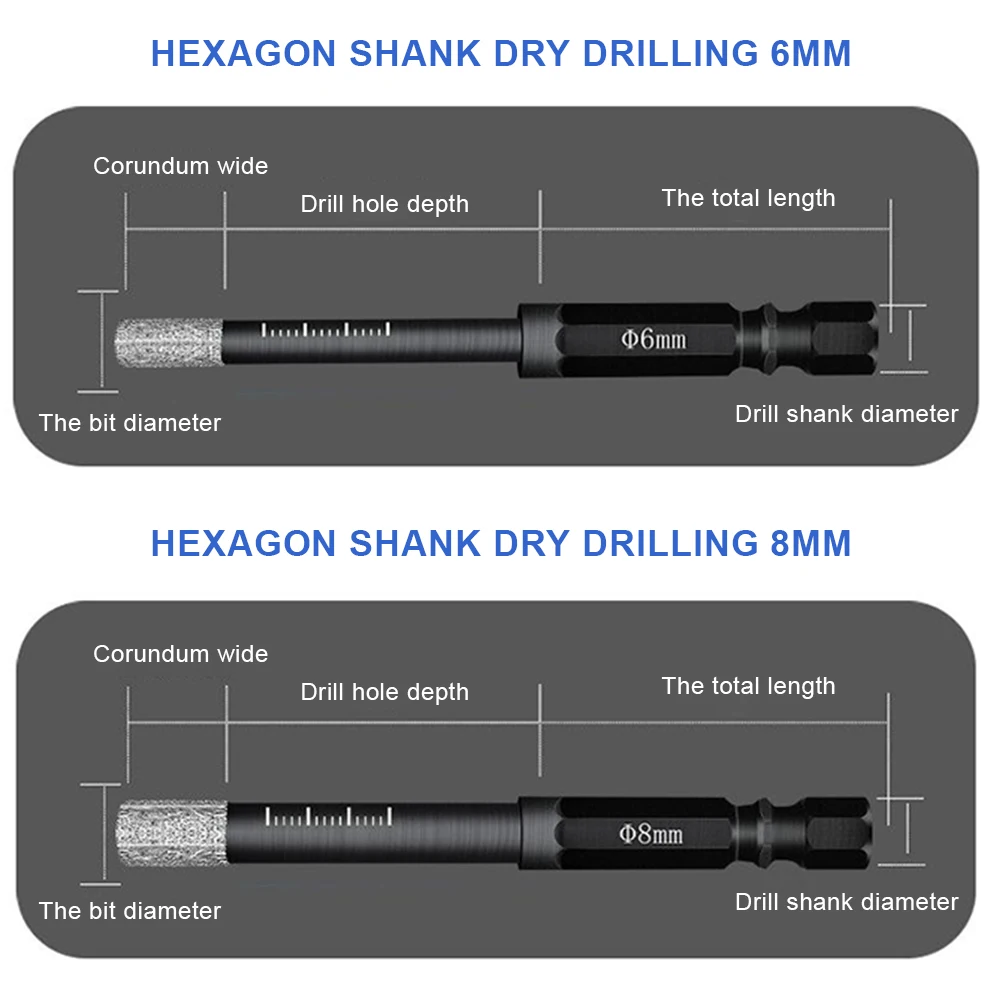 

New Professional 10Pcs 5mm 6mm 8mm 10mm 12mm Diamond Coated Core Drill Bits Hole Saw Glass Tile Ceramic Marble Drill Core Bits