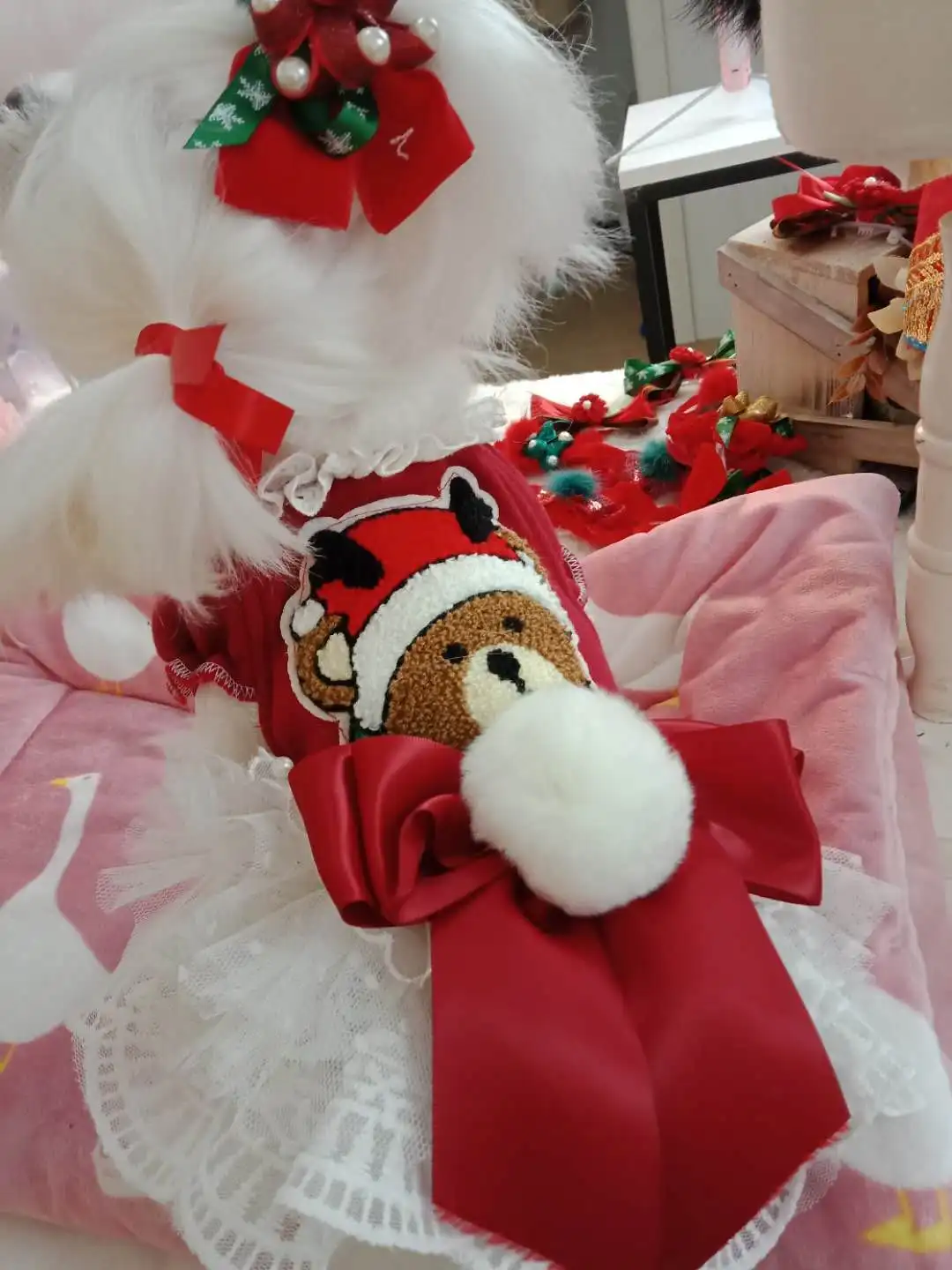 

Pet Dog Christmas Couple Wear Christmas Bear Red Suit Fashion Personality Dog Costume New Year Festive Decoration Dog Clothes