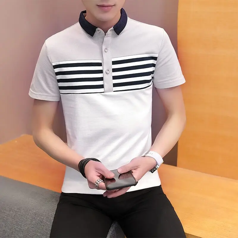 

clothing Hot Top Sale 2019 Summer Men Polo Shirt Fashion Good Quality Classic Striped Homme Camisa Short Sleeves Polos shirts