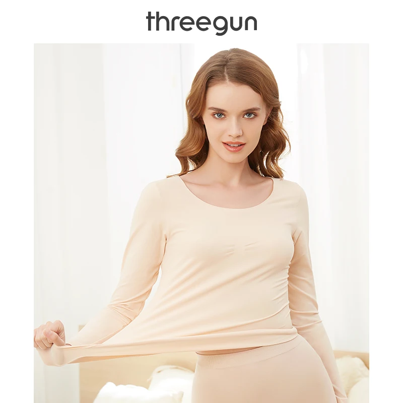THREEGUN теплая нижняя рубашка для женщин осень зима гиалуроновая кислотная кожа