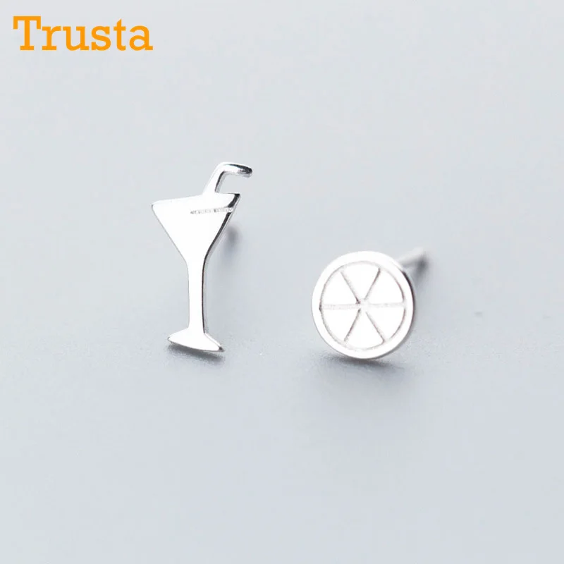 Trusta 100% 925 пробы серебряные женские модные крошечные серьги гвоздики 11 мм X 6 с