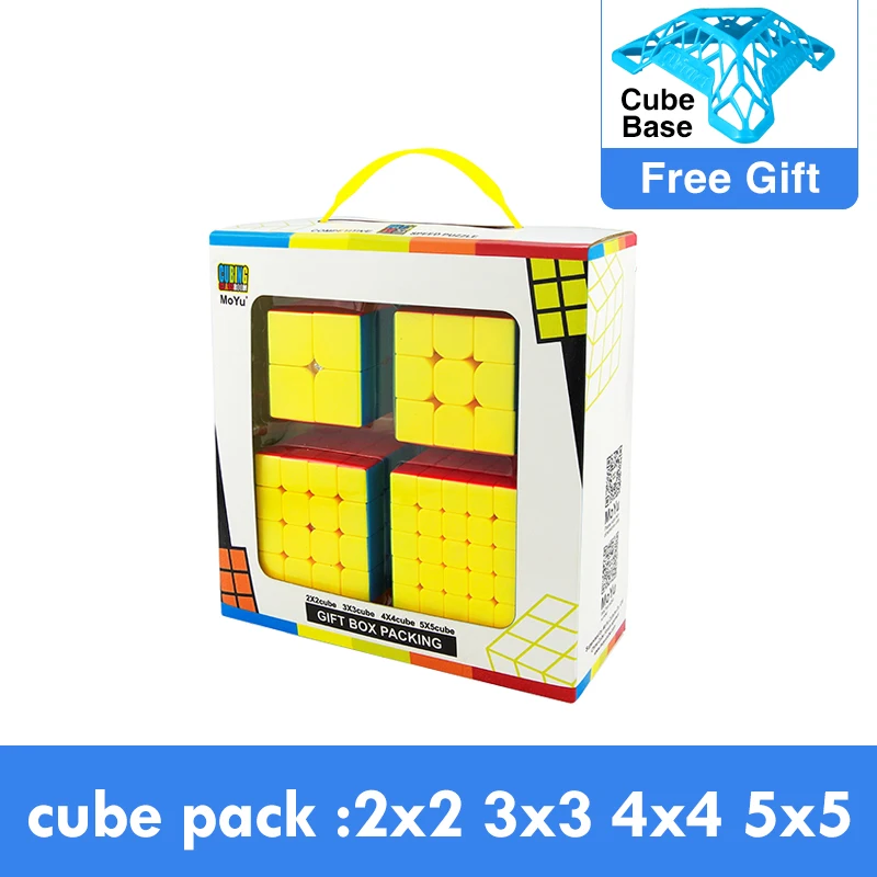 Juego de cubos de velocidad para ni&ntilde;os, Moyu, MofangJiaoshi, 2x2, 3x3, 4x4, 5x5, Meilong, Qiyi, cubo m&aacute;gico de embalaje, juguetes educativos, 4 Uds.-0