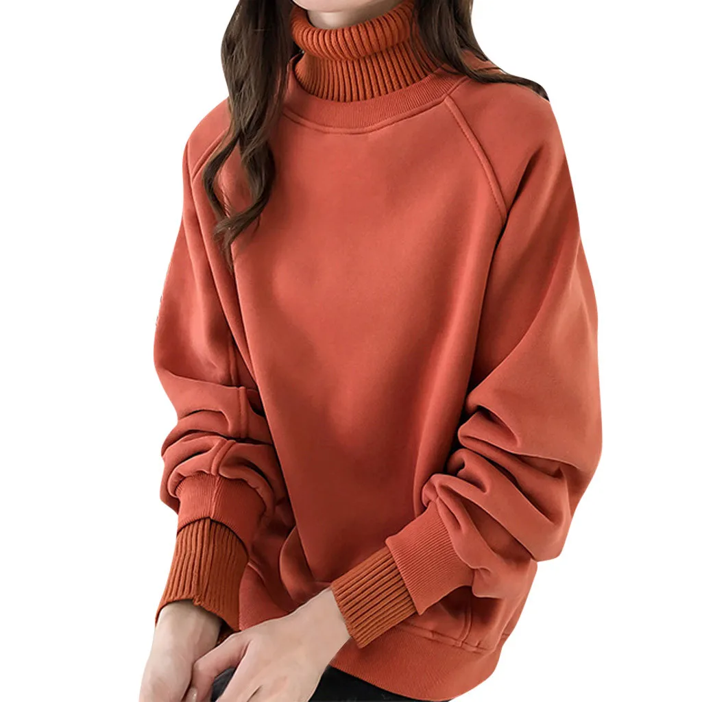 Женская толстовка с высоким воротником модная повседневная Толстая кашемировая