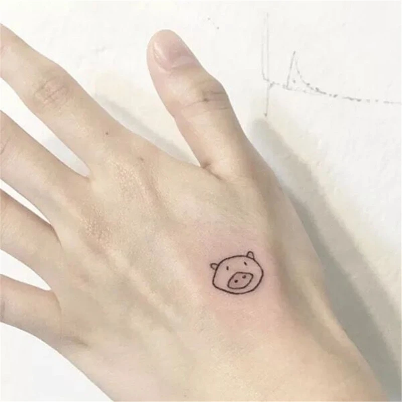 

Waterproof Temporary Tattoo Sticker Japanese Style Cute Pig Small Size Body Art Fake Tatto Flash Tatoo Hand Foot for Men Women