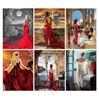 Алмазная картина LZAIQIZG 5d, картина с изображением женщины в красной мозаике, домашний декор, сделай сам, алмазная вышивка, портрет, подарок для женщин ручной работы