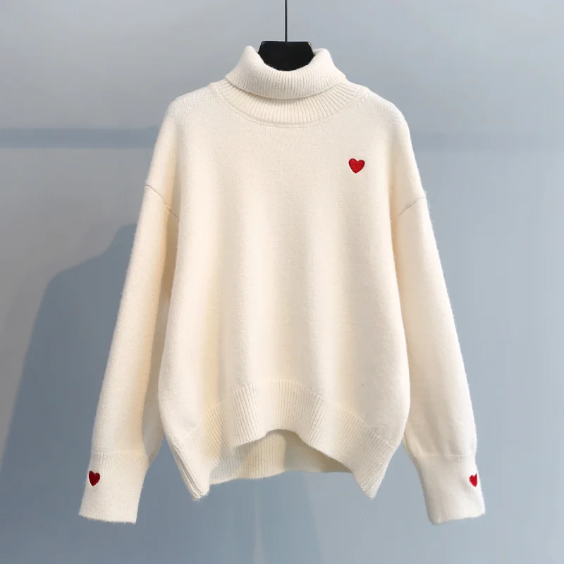 

Женский вязаный свитер с вышивкой в повседневном стиле, однотонная свободная женская элегантная верхняя одежда, пальто, топы