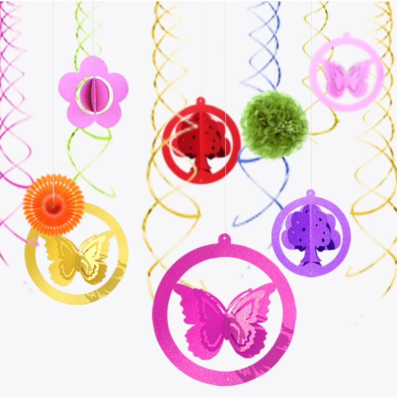 3 шт./компл. 3D Блестящая бабочка потолочное подвесное украшение Swirls Весенняя