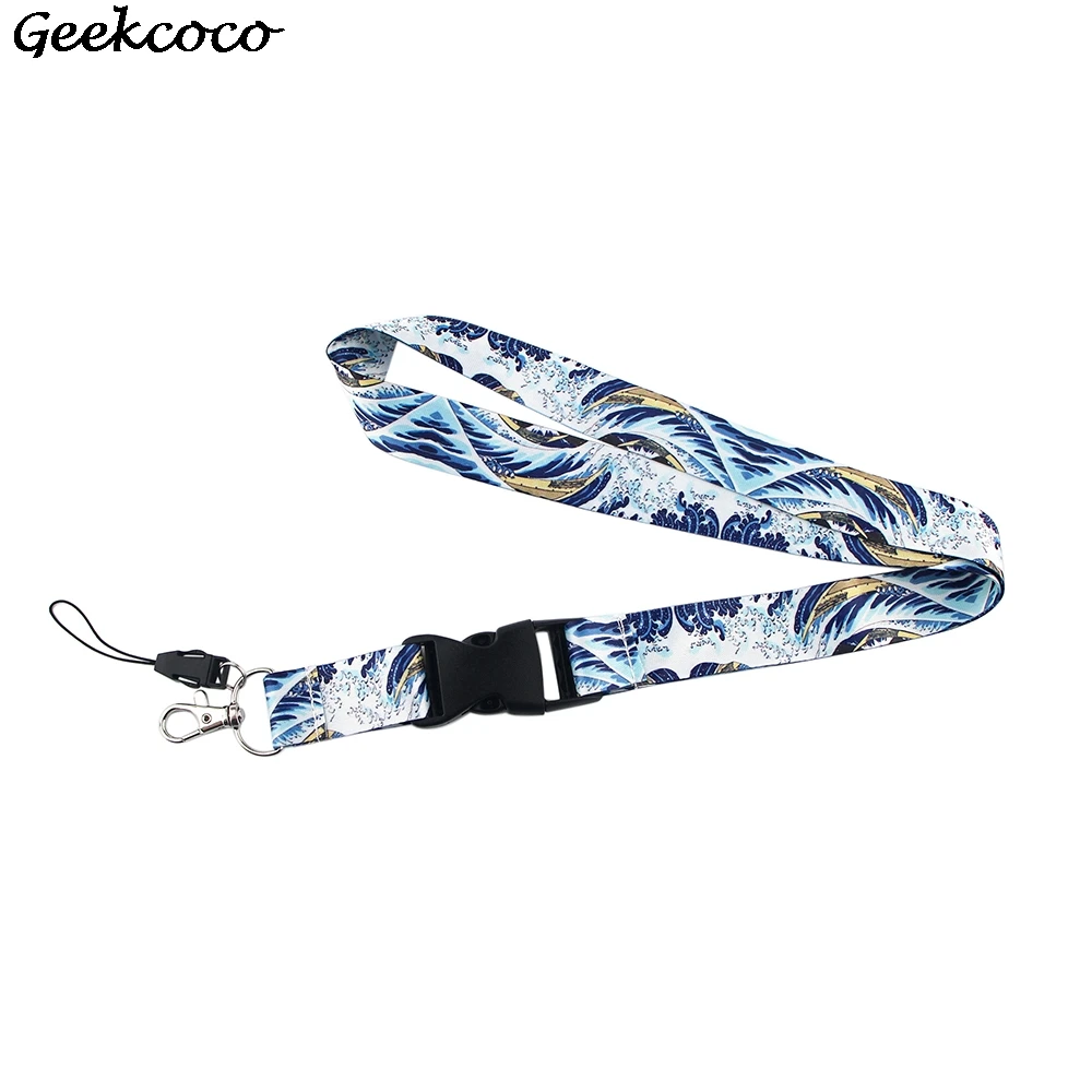 

20pcs/lot J2267 Cartoon Waves Card Holders Case Phone Key Badge Camera USB Holders Neck Rope Lanyard with Keyring