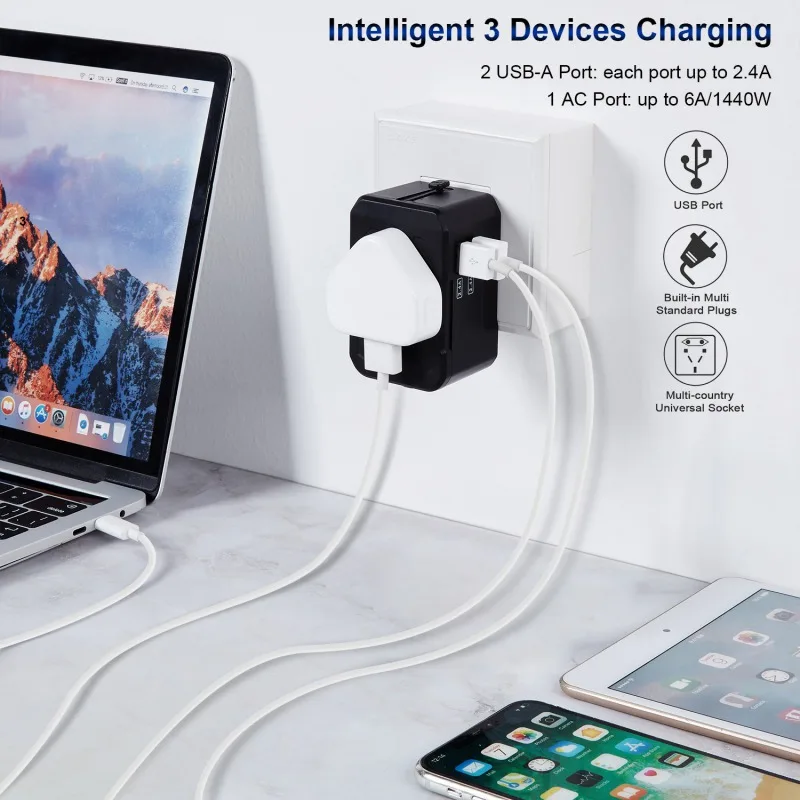 International Universal Travel Adapter Power Wall Charger AC Plug With Dual 2.4A USB Charging Ports US UK EU AU |