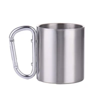 180 ml stainless steel mug portable with carabiner hook handle cup for outdoor camping hiking travel cup