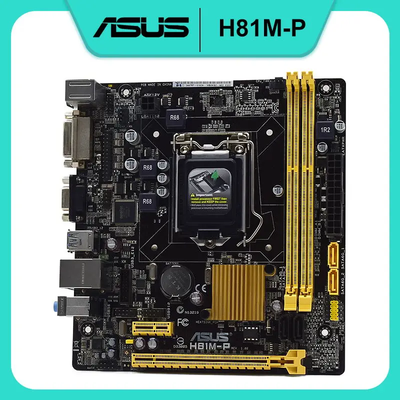 

ASUS H81M-P Motherboard 1150 Motherboard DDR3 Intel H81 VGA DVI HDMI SATA3 PCI-E X16 Micro ATX Support Core i5 i7 i3 Processor