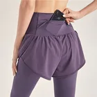 Женские сетчатые шорты для йоги 2 в 1, летние шорты с высокой талией для марафона и бега, быстросохнущие свободные шорты для тренажерного зала и фитнеса с широкими штанинами, одежда для спортзала