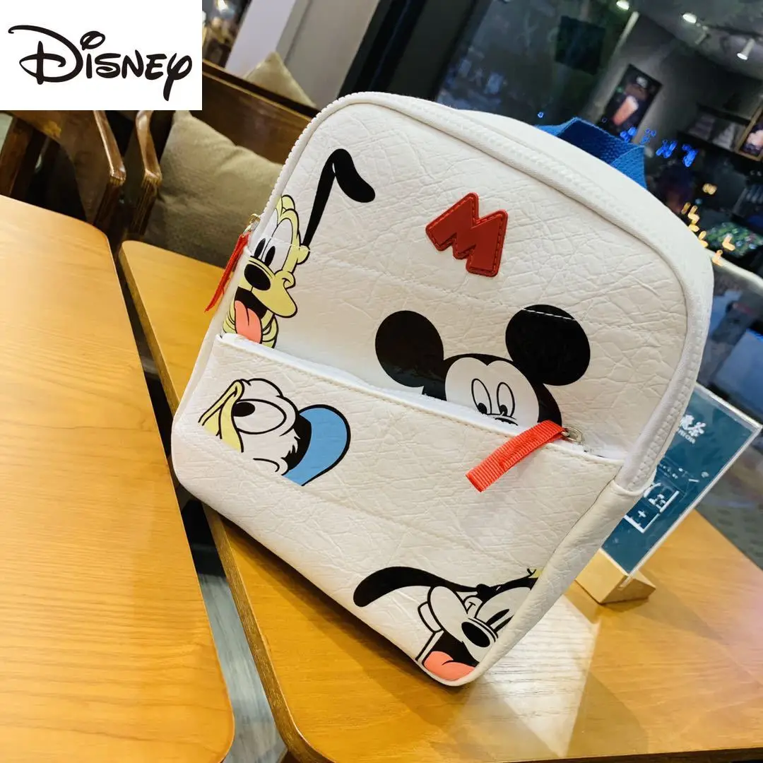 

2021 New Disney Summer Children's School Bag Cartoon Cute Mickey Fashion Casual PU Zipper Children Backpack Girl Birthday Gift