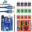 UNO R3 с 30 см USB-кабелем + ЧПУ щит V3 гравировальная машина 3D печать + 4 шт. A4988  DRV8825 Плата расширения драйвера для Arduino