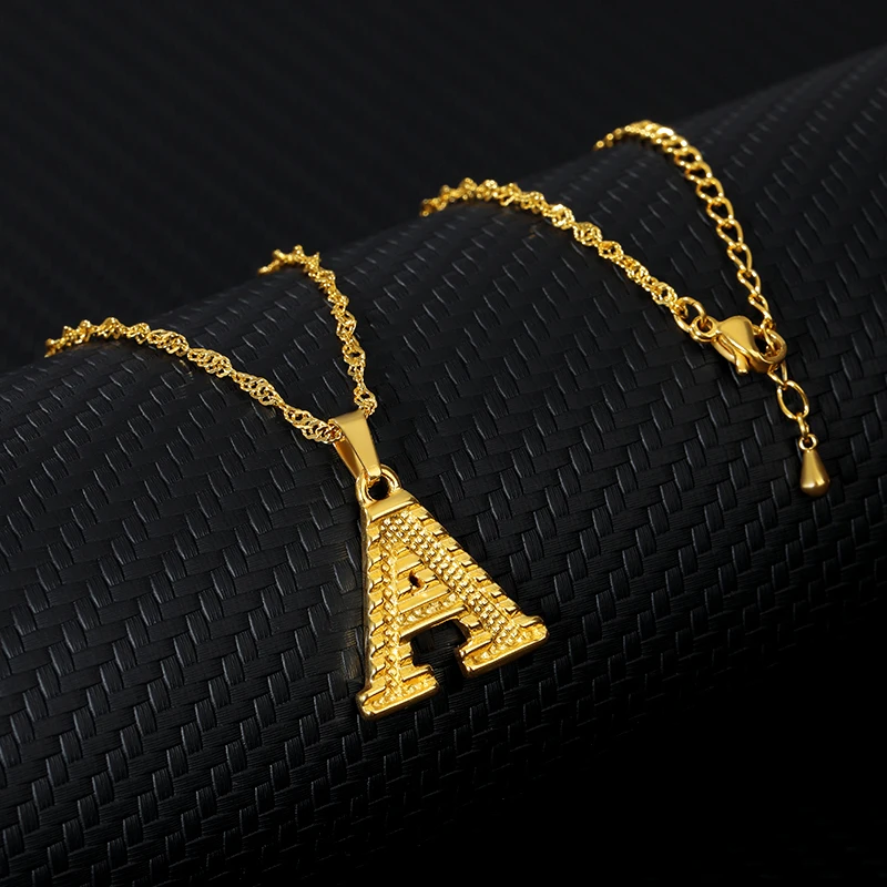

A-Z Small Letters Necklaces Women Girls Gold Color Initial Pendant Thin Chain English Letter Jewelry Alphabe Birthday Gift