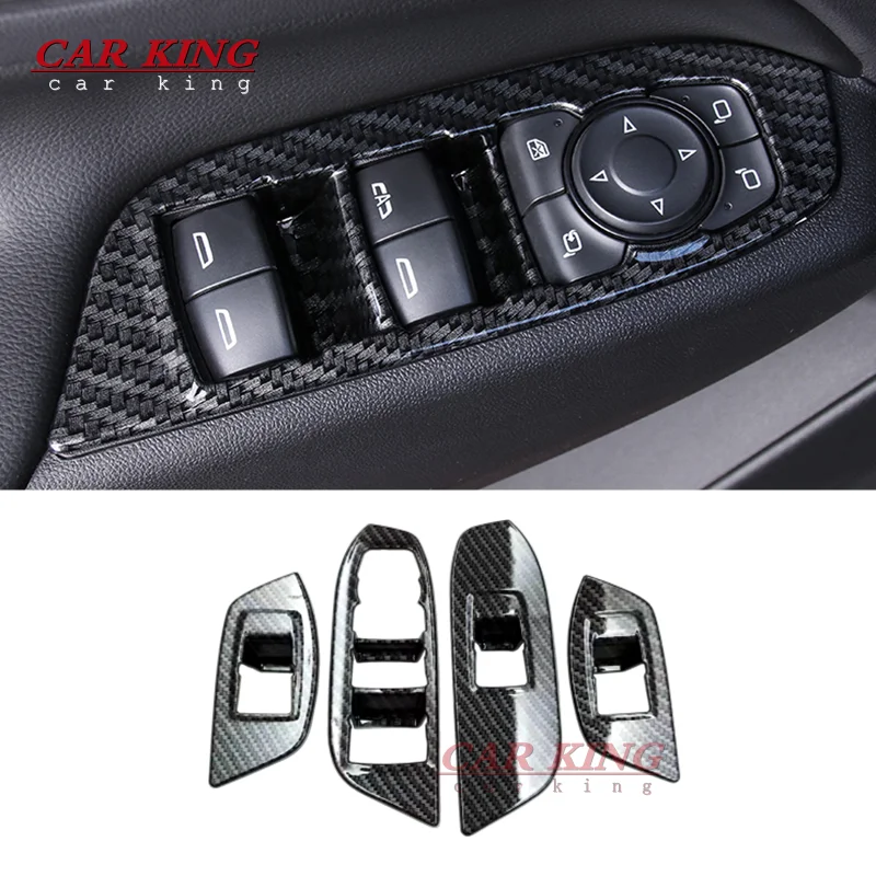 

For Chevrolet Equinox 2017 2018 Door Window glass Lift Control Switch Panel Trim Carbon fiber/Matte Car styling accessories 4pcs