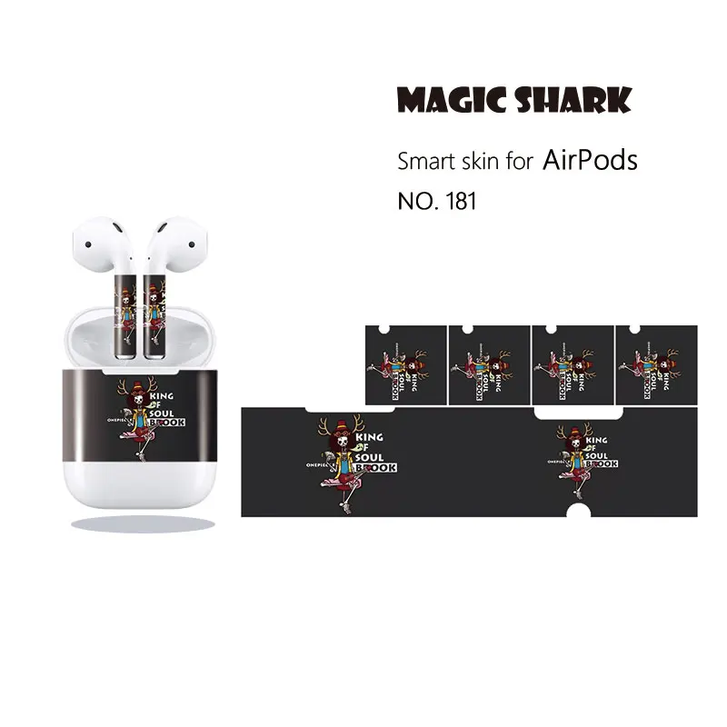 

Magic Shark Skull Luffy Pirate Earphone Sticker PVC Wrap Case Cover Film for Apple Airpods