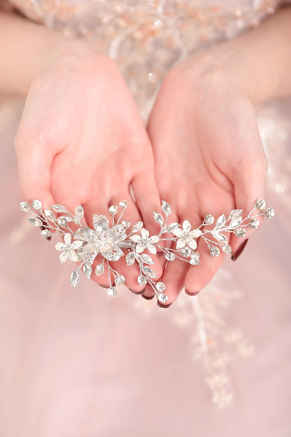 Винтажная заколка для волос в форме короны с листьями и цветами элегантное