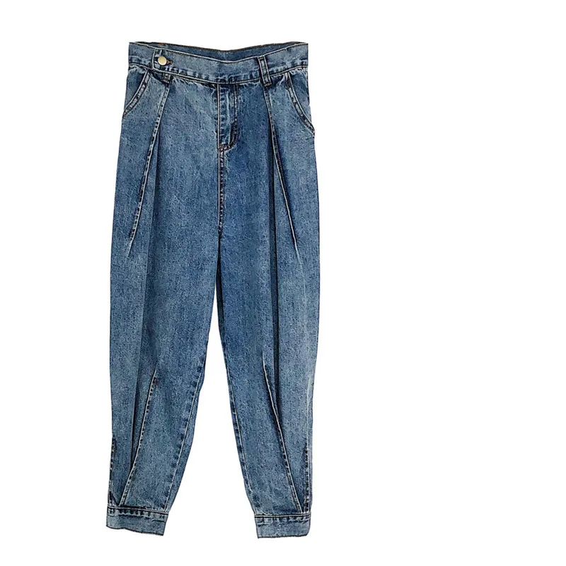 DEAT однотонные с высокой талией складные прямые женские ковбойские девять точек