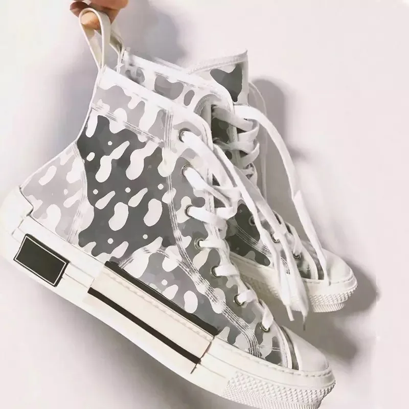 

2021 new mesh lace canvas shoes spring and summer fashion platform transparent high-top white shoes High-quality women's shoes