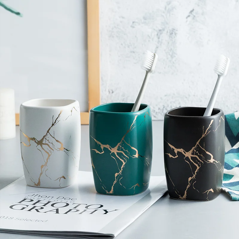 

Simple Ceramic Marbling Mouth Cup Couple's Set Toothbrush Cup Wash Cup Tooth Cylinder Pair tazas de ceramica creativas