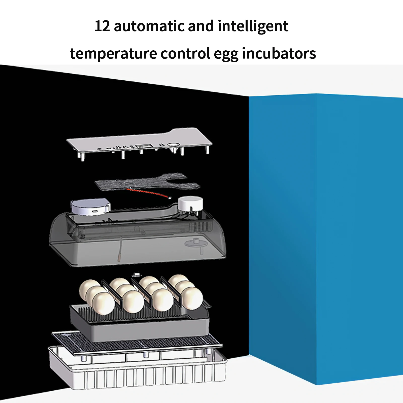 

12 Eggs Incubator Brooder Bird Quail Chick Hatchery Incubator Poultry Hatcher Automatic Farm Practical Incubation Tools