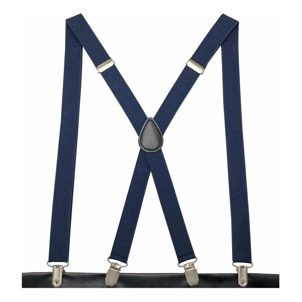 

11 Colors Men Suspenders 2.5cm Wide Leather Cross 4 clips Women suspender High Elastic Adujustable Adult tirantas hombre Braces