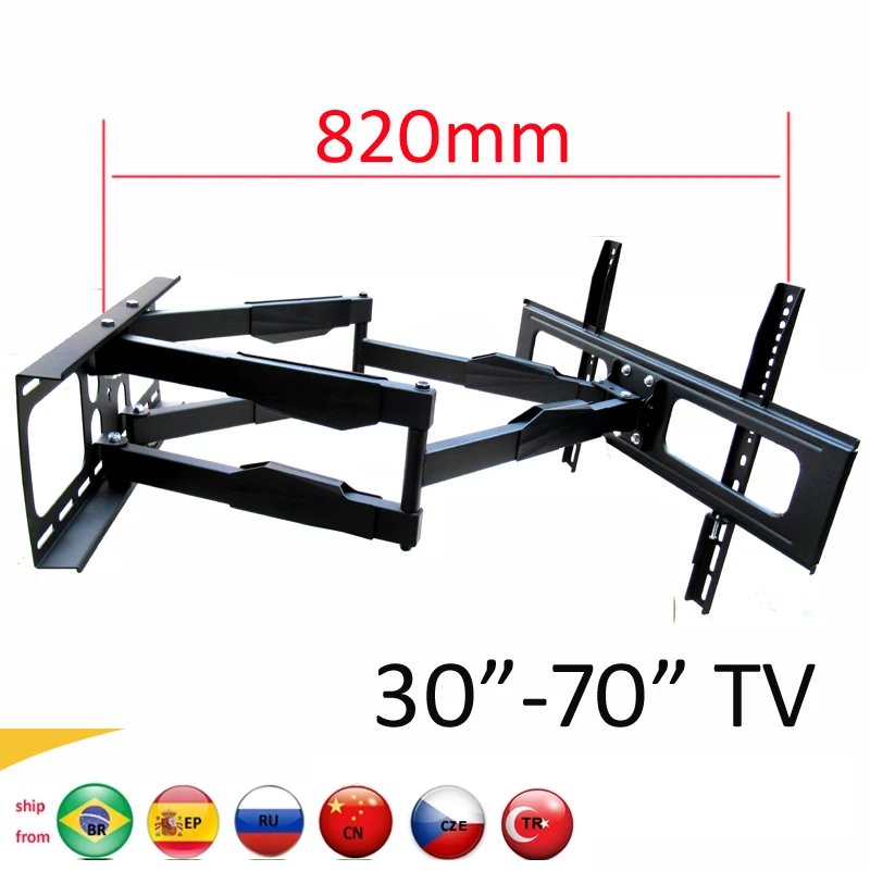 Новинка) DL-D-A64L 60 кг 7" 65" 600x400 выдвижной heavy duty качели Двойная Рукоятка Кронштейн для ЖК-дисплея качели настенное крепление для телевизора с минимальным заказываемым количеством кронштейн длинный профиль