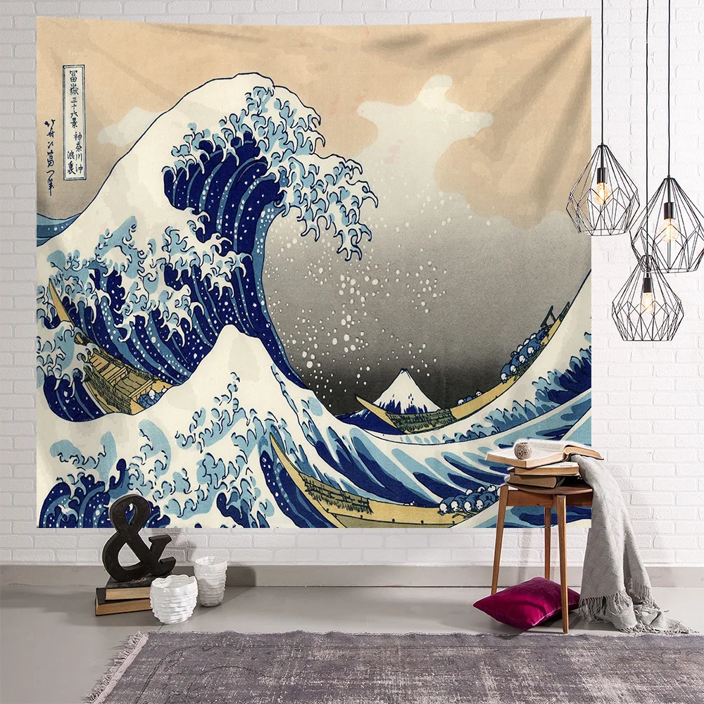 

Kanagawa Christmas Tapestry Cartoon Background Cloth Sail Tapestry Wall Hanging Mexican Home Decoration Tapestry Flower of Life