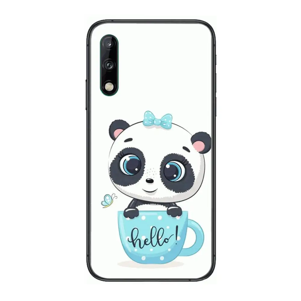 

Couples Cartoon panda Clear Phone Case For Huawei Y 5 6 7 8 9 A P S Pro 2020 2019 Black Etui Coque Hoesjes Comic Fashion