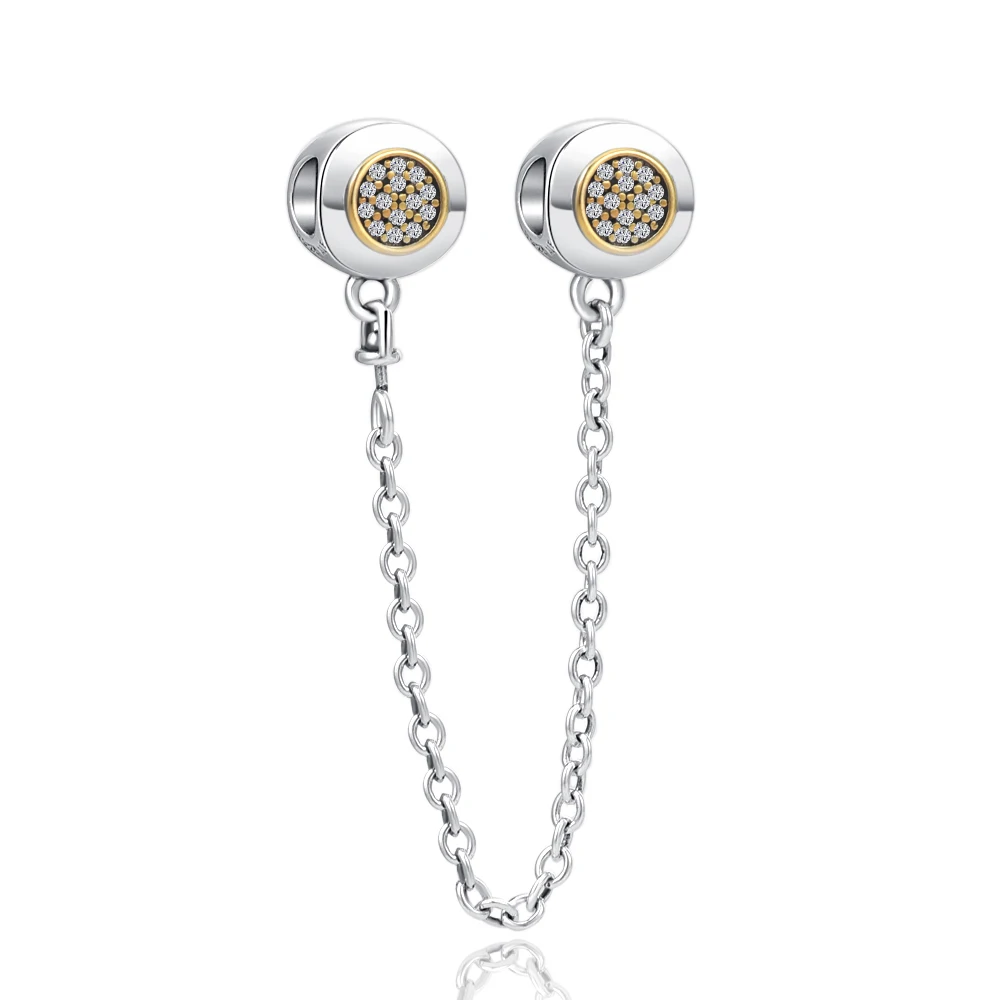 Серебро 925 пробы сверкающая прозрачная блестящая цепочка с цветком Шарм-бусина