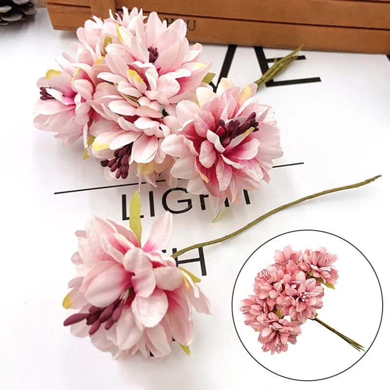 Миниатюрный букет гвоздики с 6 цветами искусственные декоративные цветы сделай