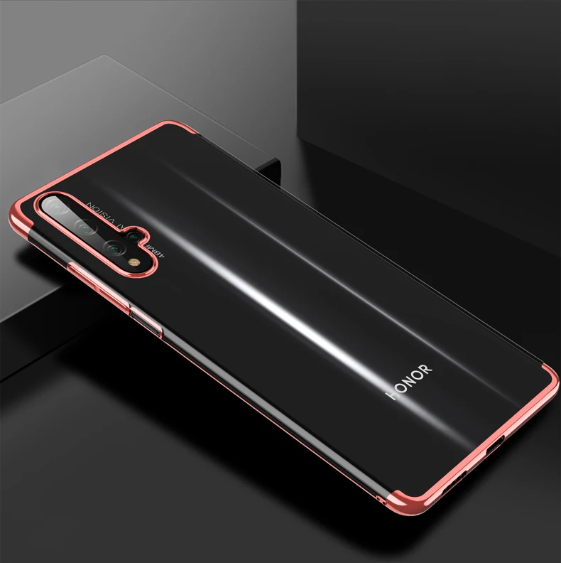 Rose Gold Мягкий чехол из ТПУ с гальваническим покрытием для Huawei Honor 20 Pro 9X Nova 5 Pro 5i P20 Lite Y9 Prime Mate 30 Lite P Smart Plus прозрачный чехол - Цвет: Rose Gold