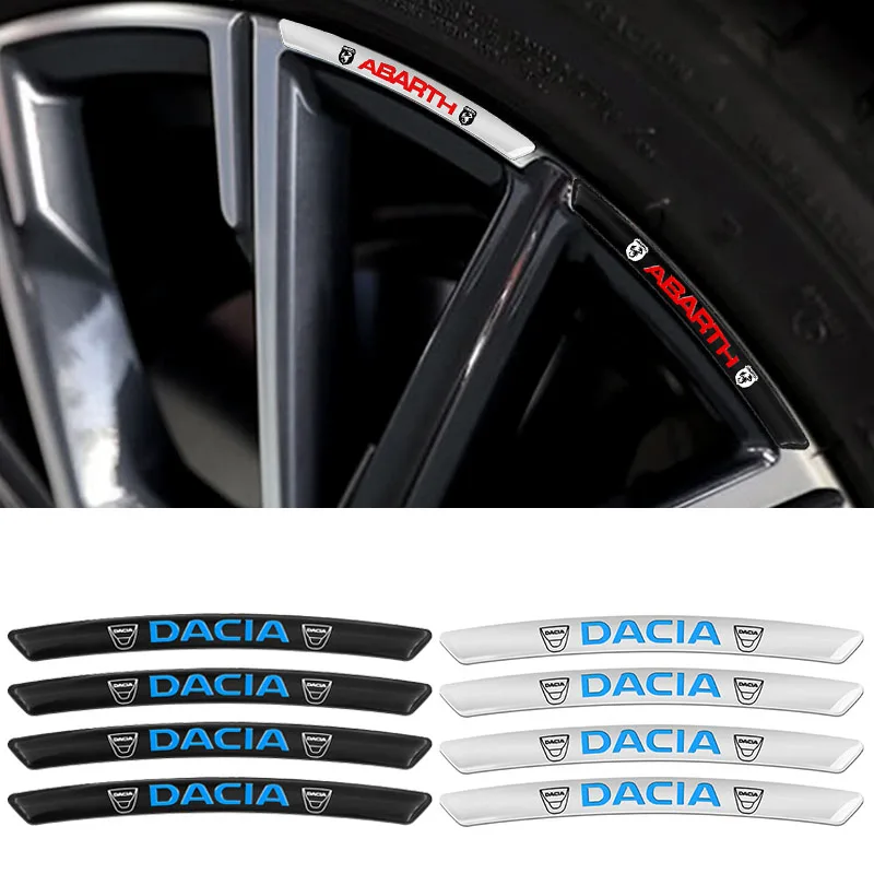 

4Pcs Car Font Sticker Auto Door Rims Wheel Hub Decal Exterior Accessories For Dacia Duster Logan Sandero Lodgy Car Styling